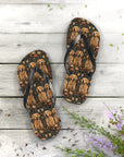 Fanciful Golden Paradise Blossom Flip Flops