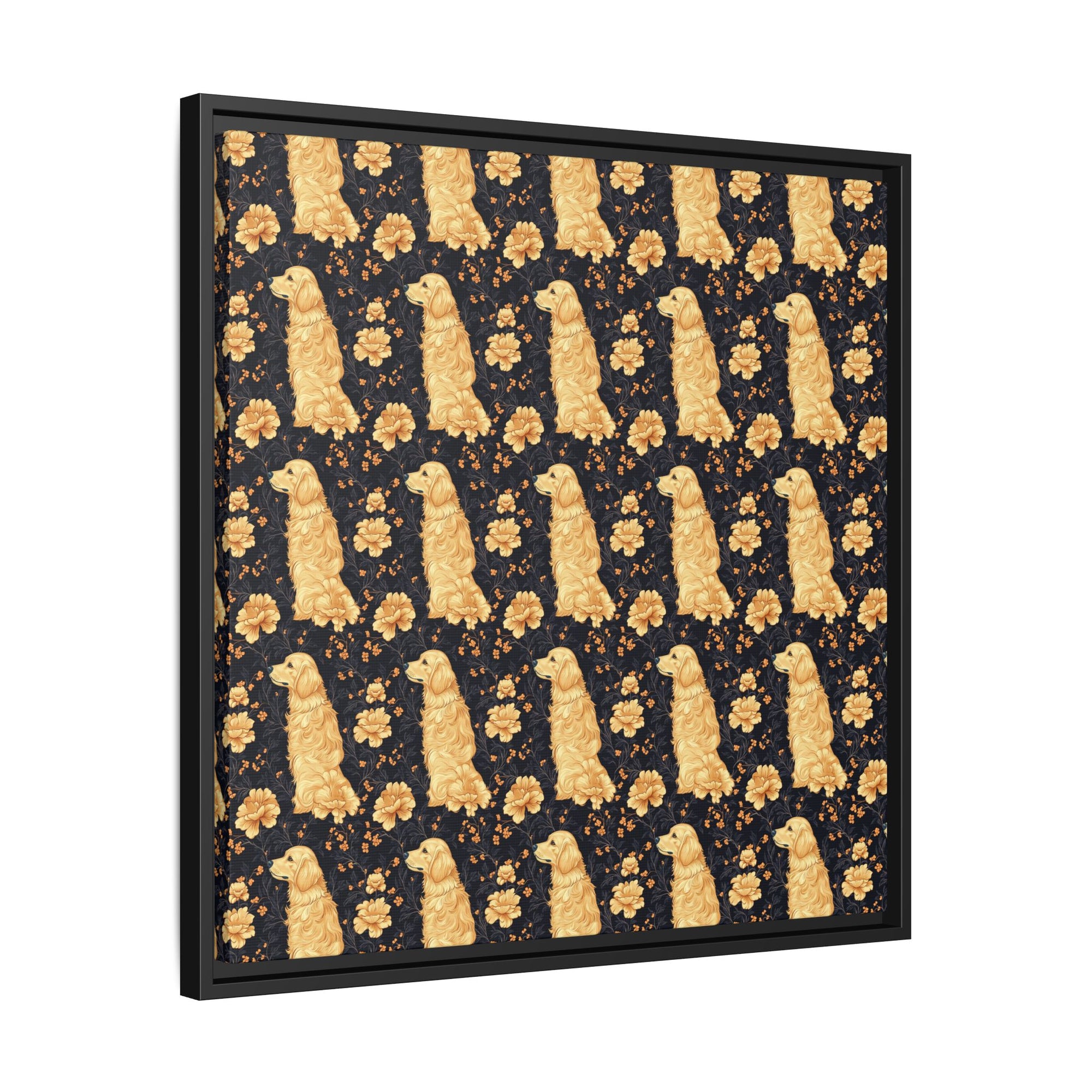 Golden Paws Floral Frenchie Matte Canvas, Framed