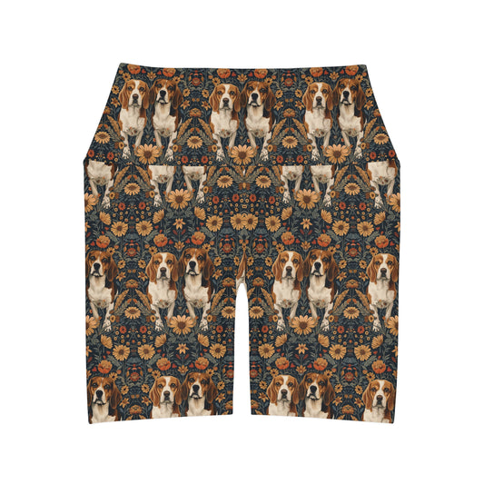 Beagle Buddies Meadow Magic High Waisted Yoga Shorts