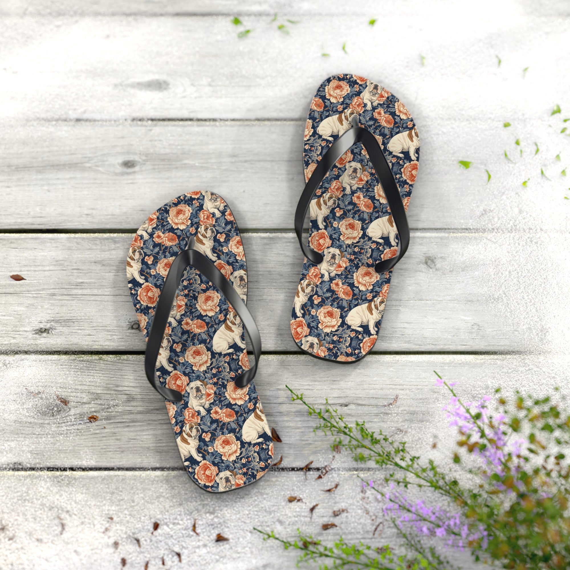 Blooming Bulldog Beauty Flip Flops