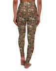 Blooming Pug Paradise High Waisted Yoga Leggings