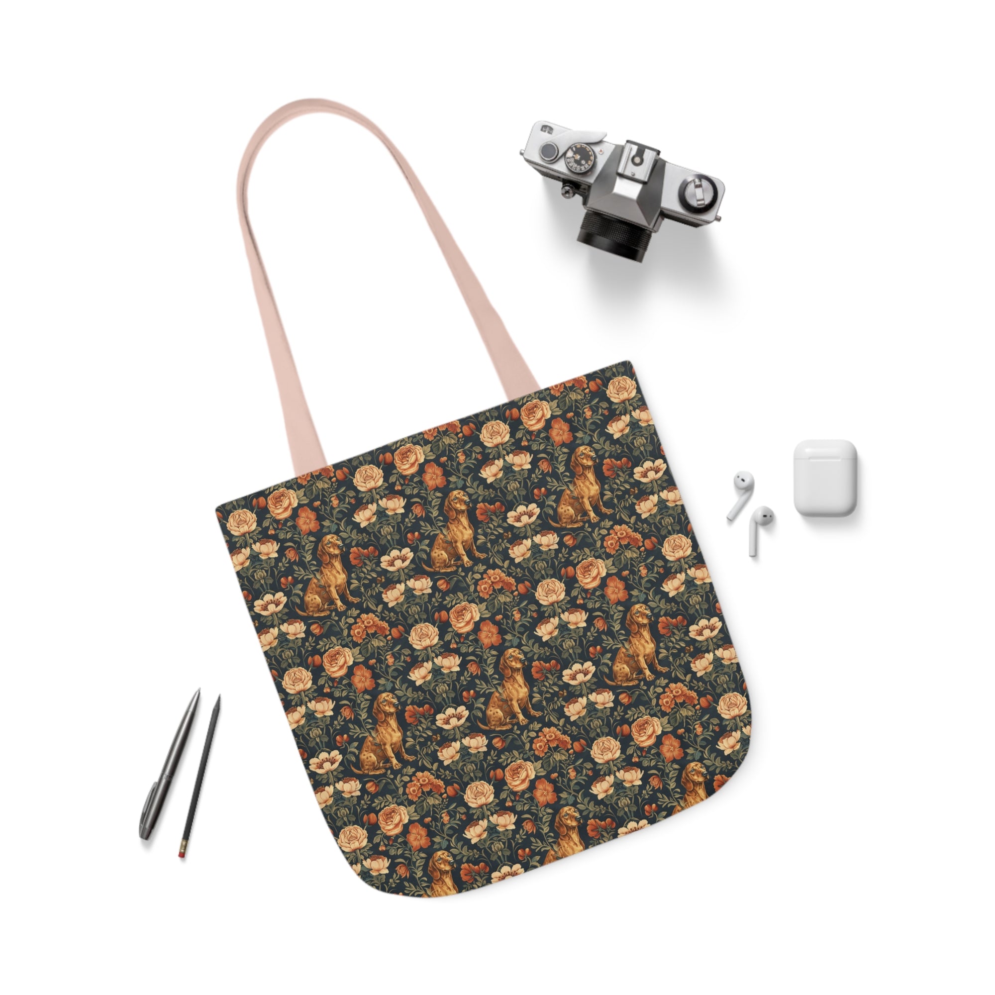 Dazzling Dachsund Blossoms &amp; Foliage Canvas Tote Bag