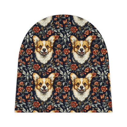 Floofy Corgi Blossom Blast Baby Beanie