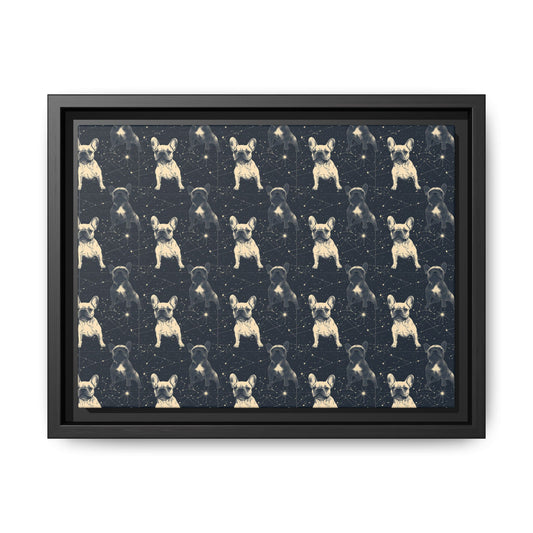 Frenchie Celestial Soar Matte Canvas, Framed