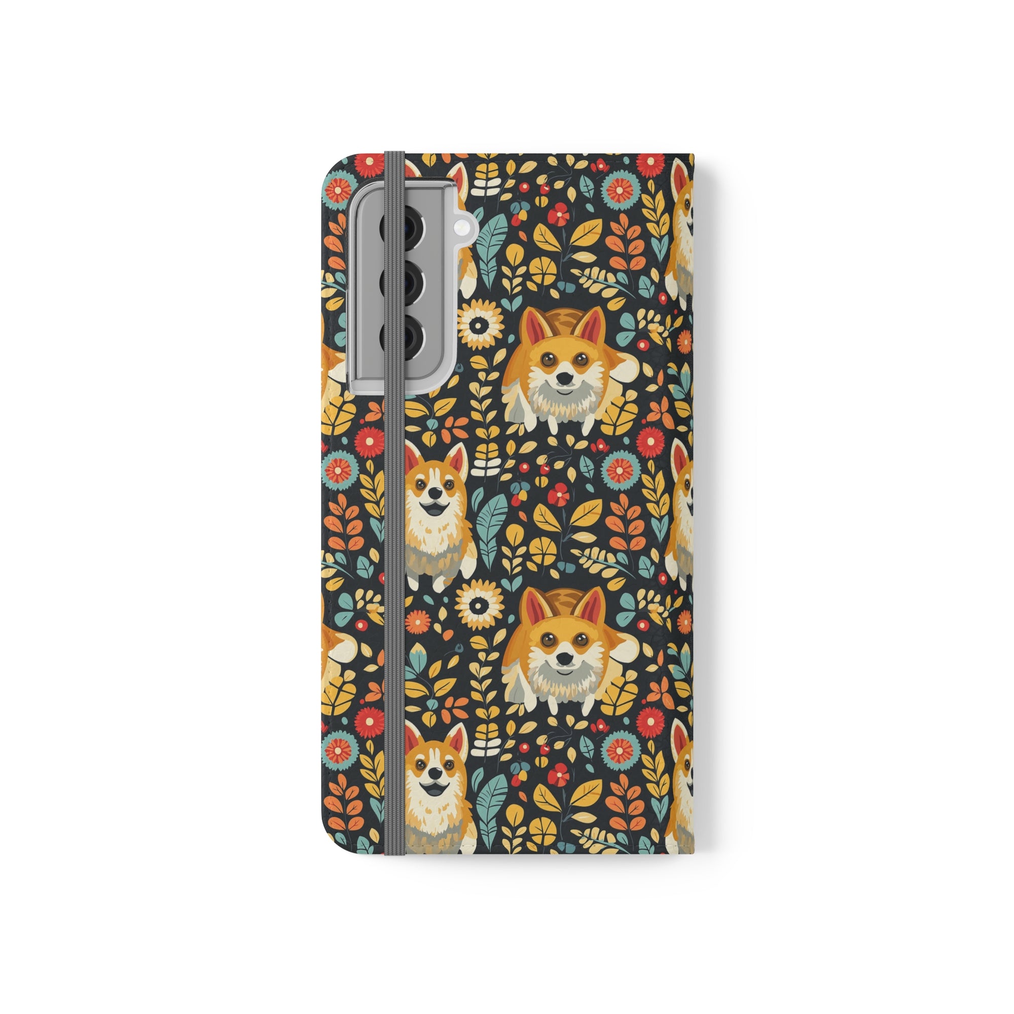 Corgi Rainbow Vine Dream Flip Cases