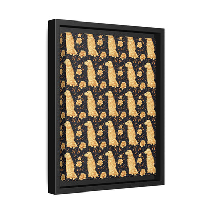 Golden Paws Floral Frenchie Matte Canvas, Framed