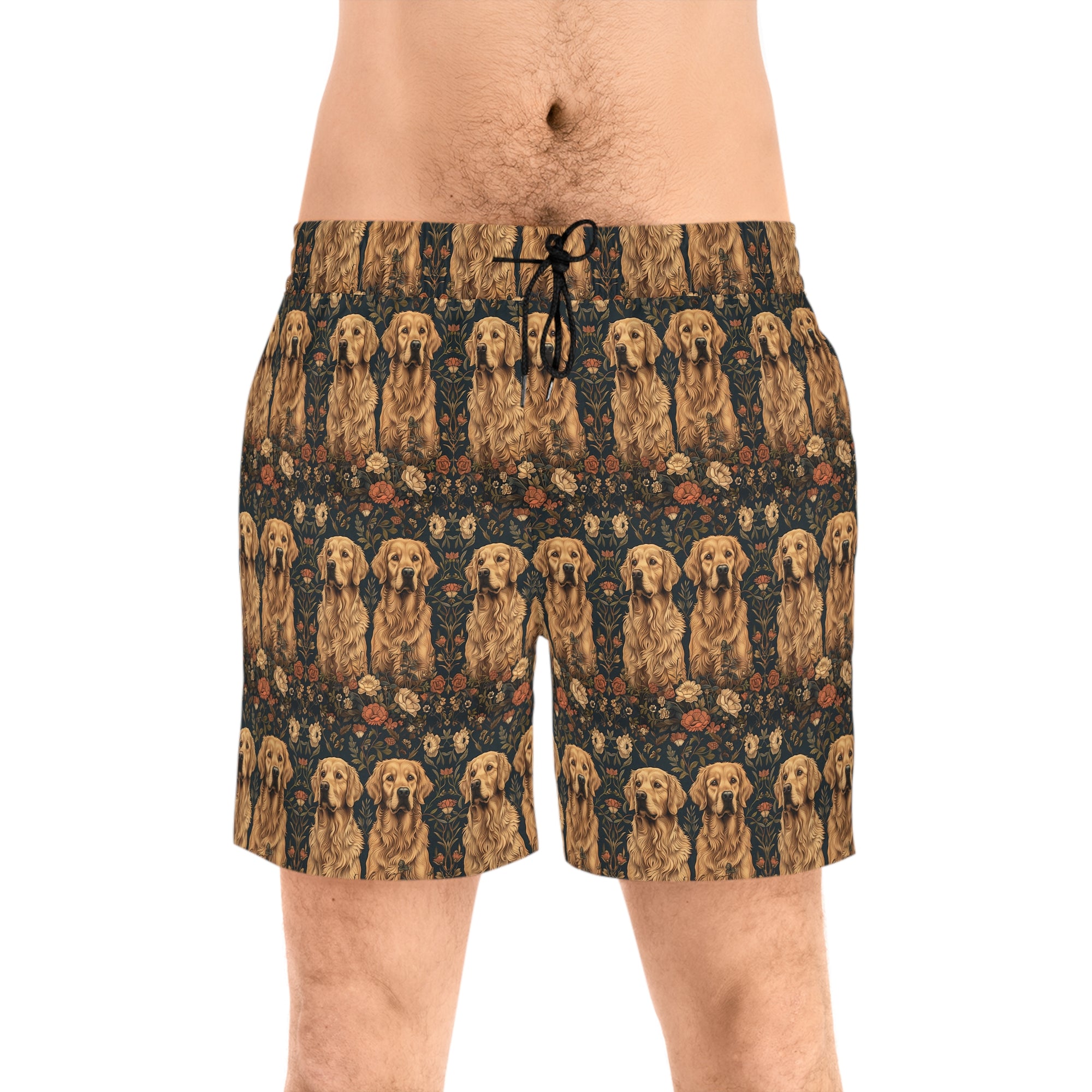 Fanciful Golden Paradise Blossom Men&#39;s Mid-Length Swim Shorts