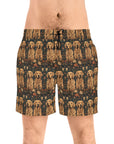 Fanciful Golden Paradise Blossom Men's Mid-Length Swim Shorts