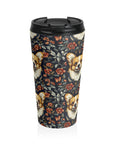 Floofy Corgi Blossom Blast Stainless Steel Travel Mug