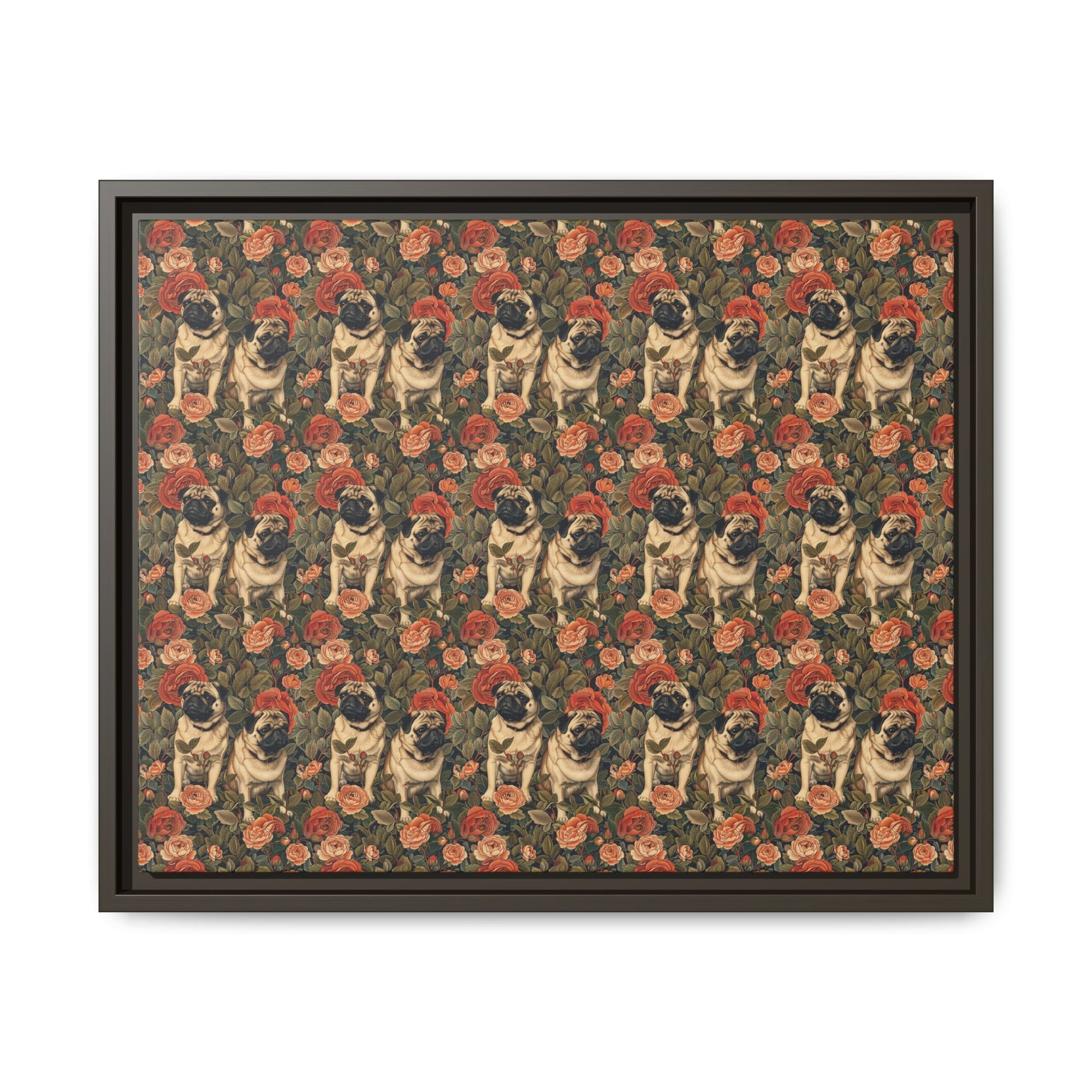 Blooming Pug Paradise Matte Canvas, Framed