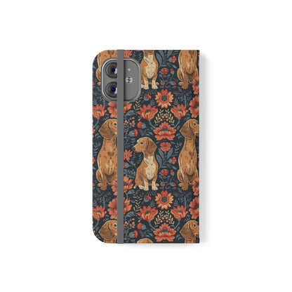 Floral Pawsome Dachsund Delight Flip Cases