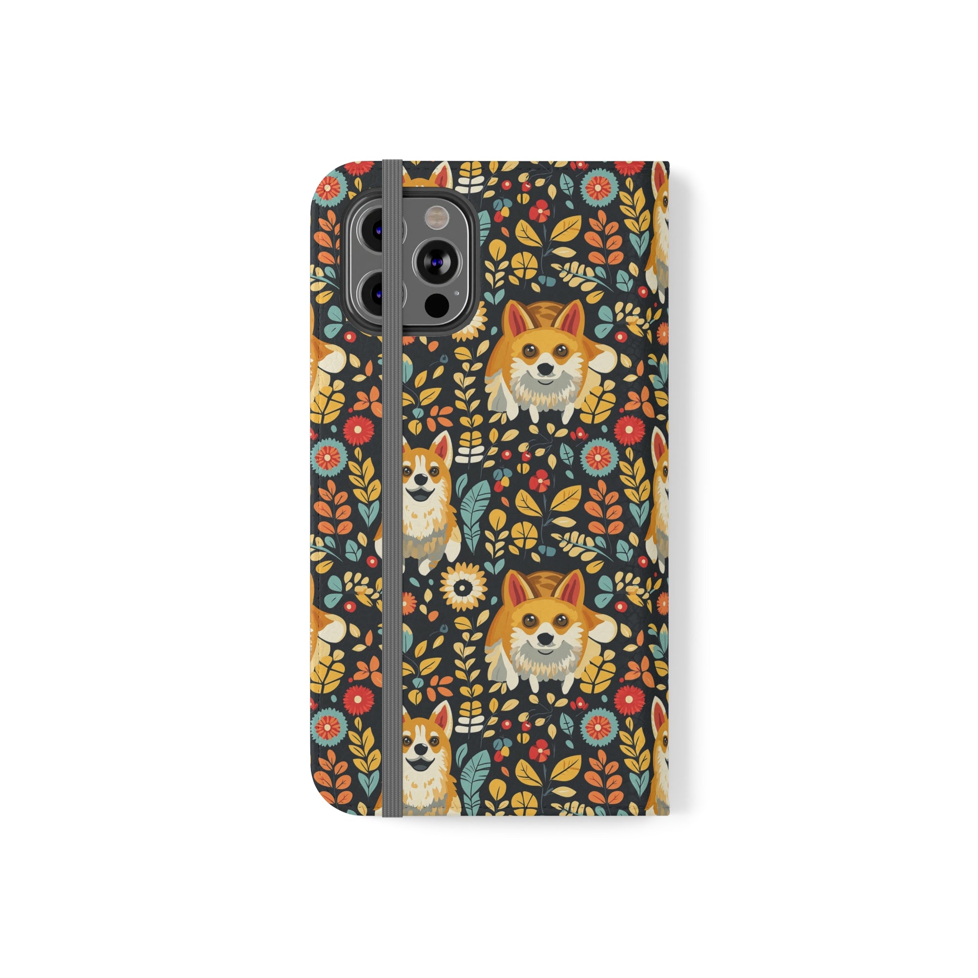 Corgi Rainbow Vine Dream Flip Cases