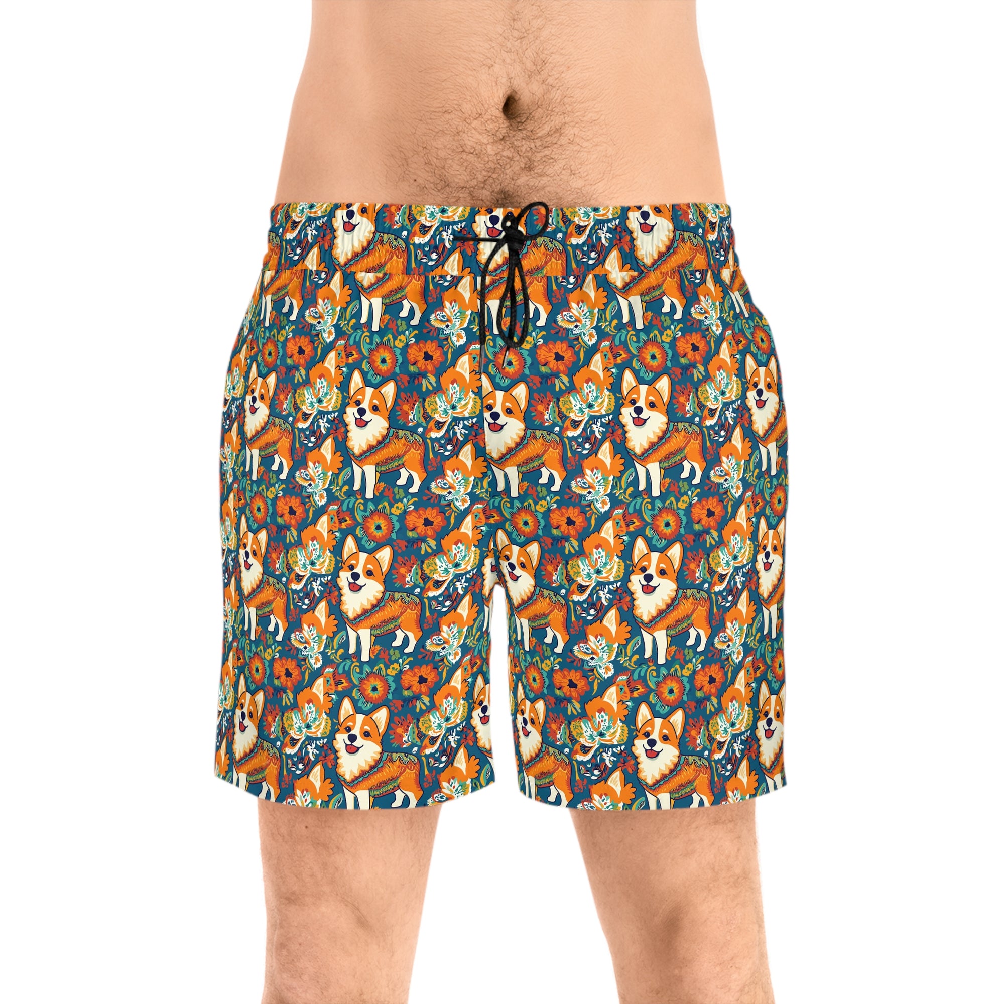 Corgi Carnival Couture Men&#39;s Mid-Length Swim Shorts