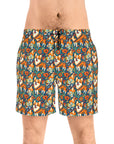 Corgi Carnival Couture Men's Mid-Length Swim Shorts