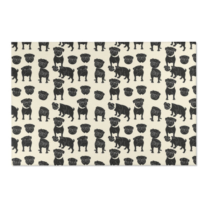 Playful Pug Silhouette - Minimal Cream Area Rug