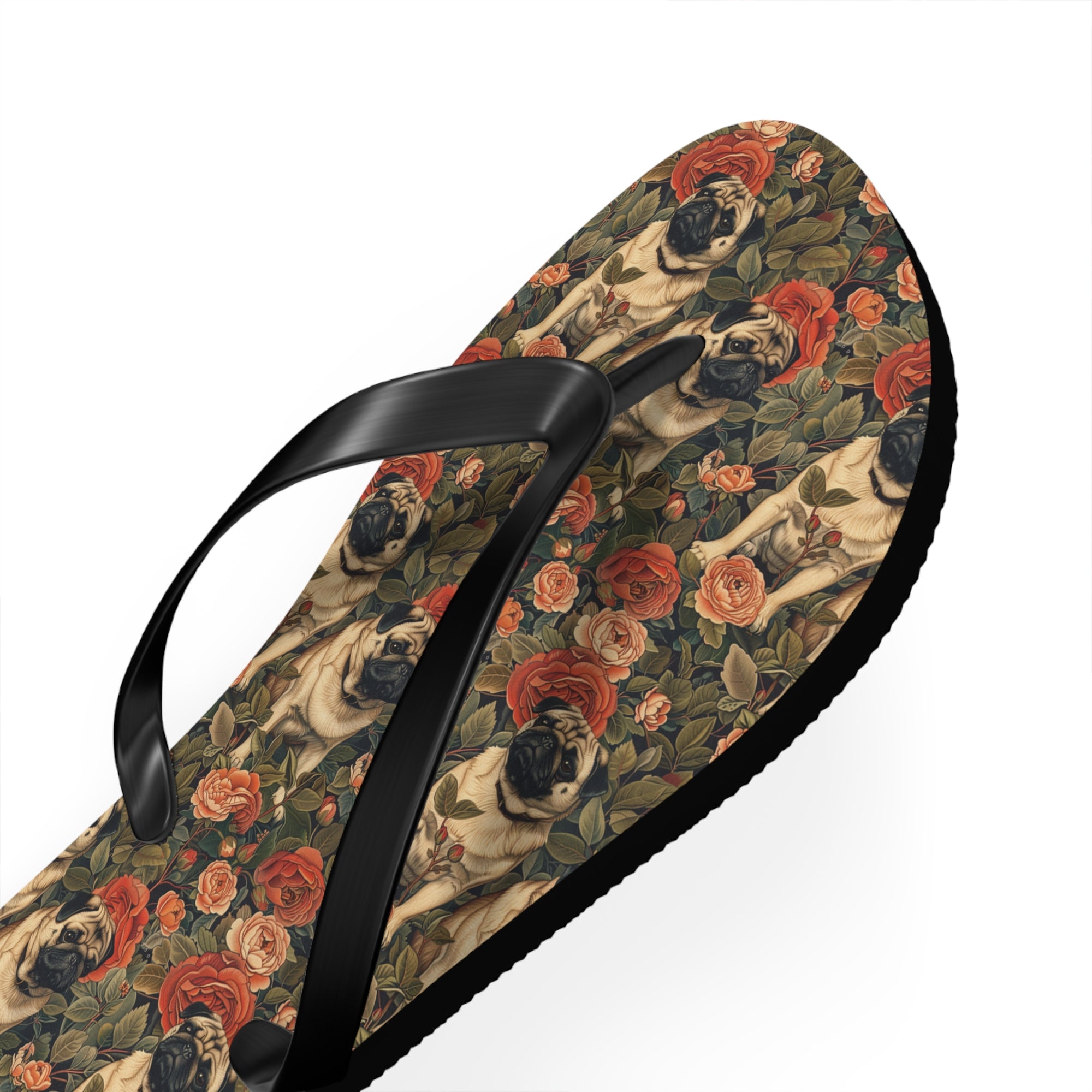 Blooming Pug Paradise Flip Flops