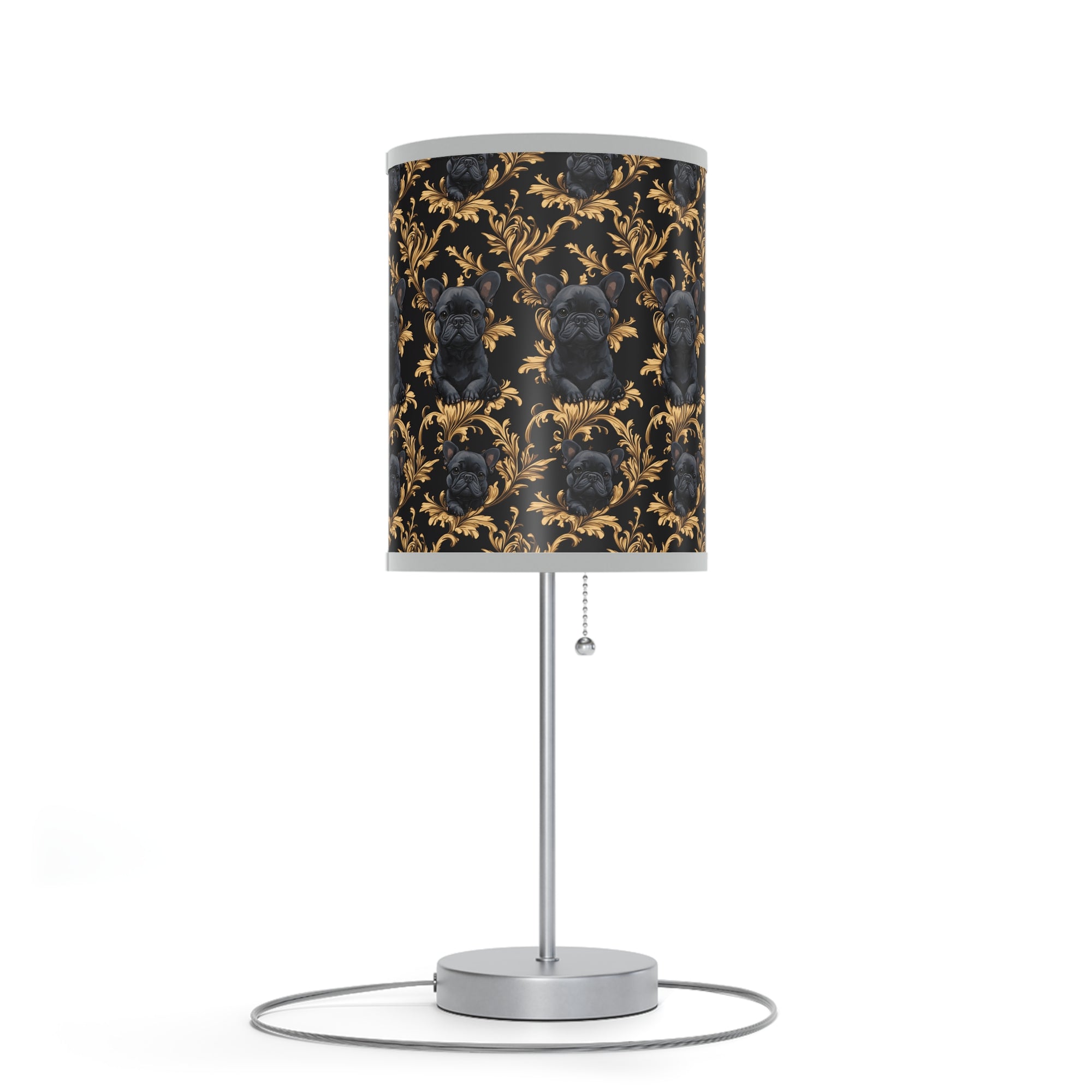 Regal Frenchie Noir Elegance Lamp on a Stand