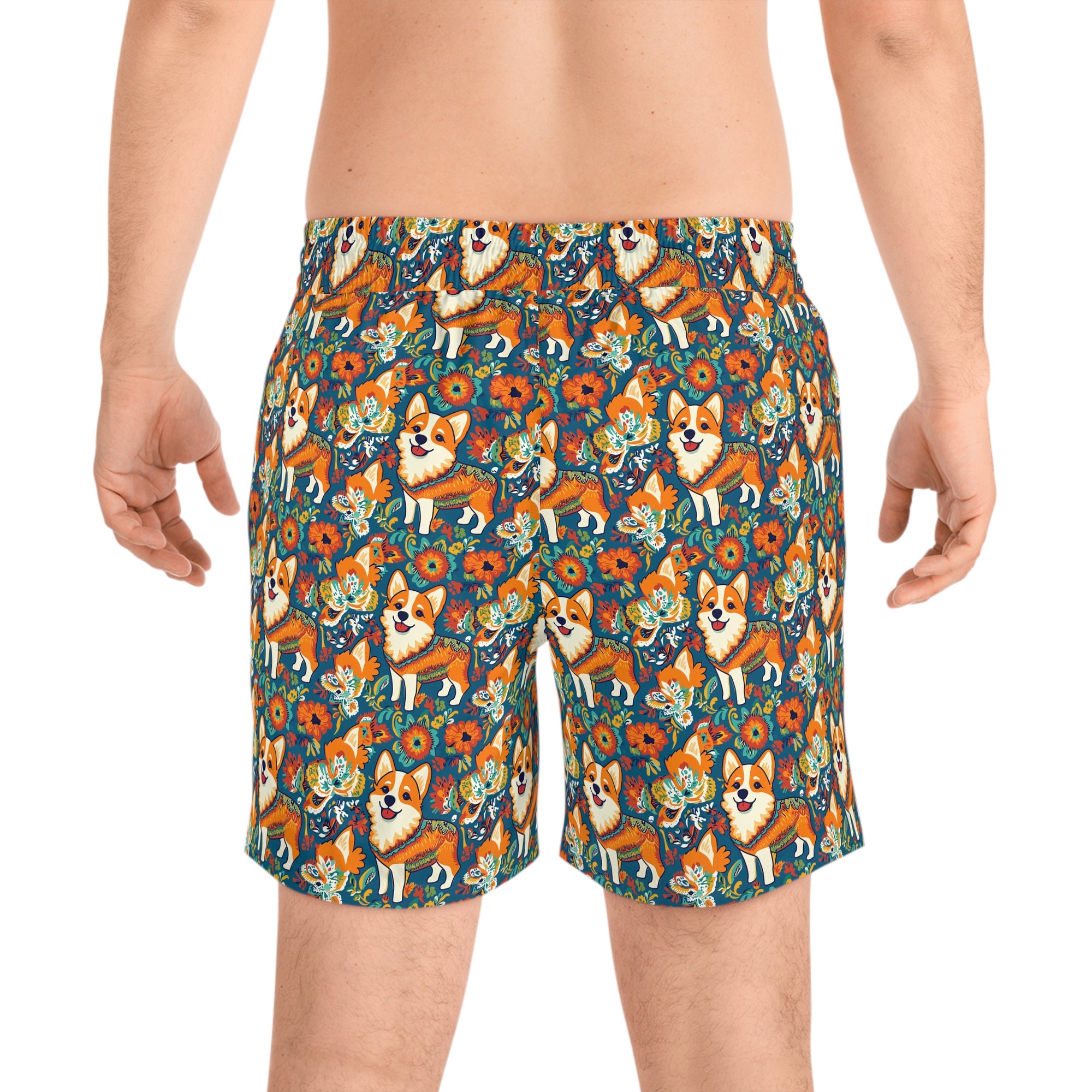 Corgi Carnival Couture Men&#39;s Mid-Length Swim Shorts