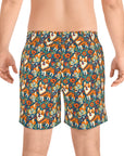 Corgi Carnival Couture Men's Mid-Length Swim Shorts