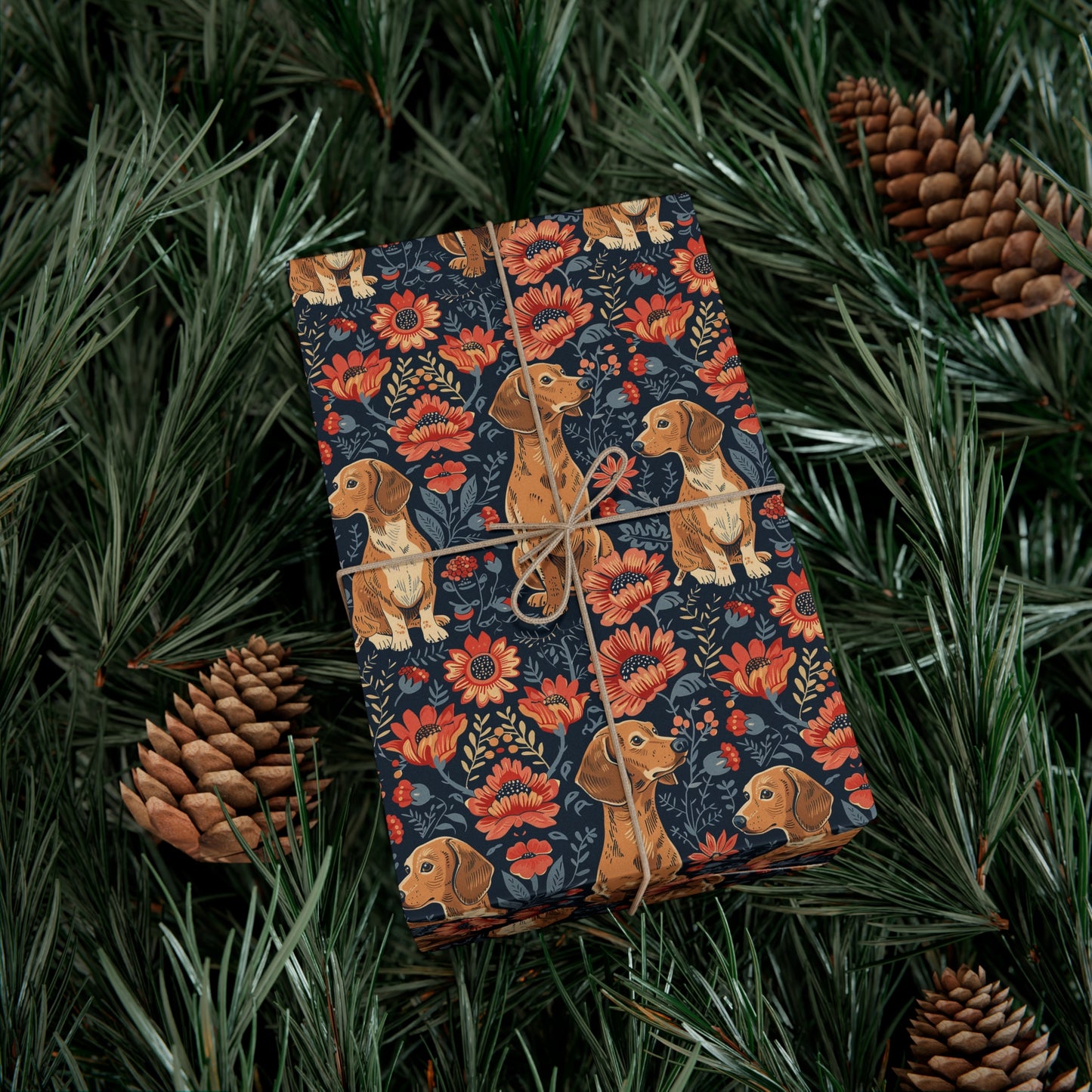 Floral Pawsome Dachsund Delight Gift Wrap Papers