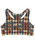 Pawsome Rottweiler Royalty Plaid Seamless Sports Bra