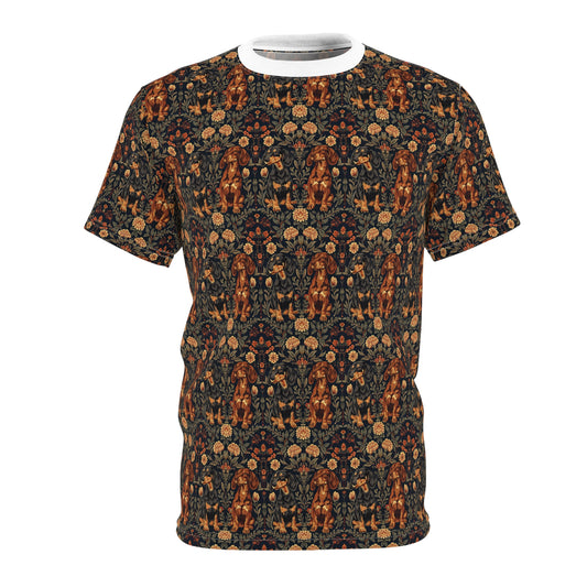 Dapper Dachshund Embroidery Elegance Unisex Tee