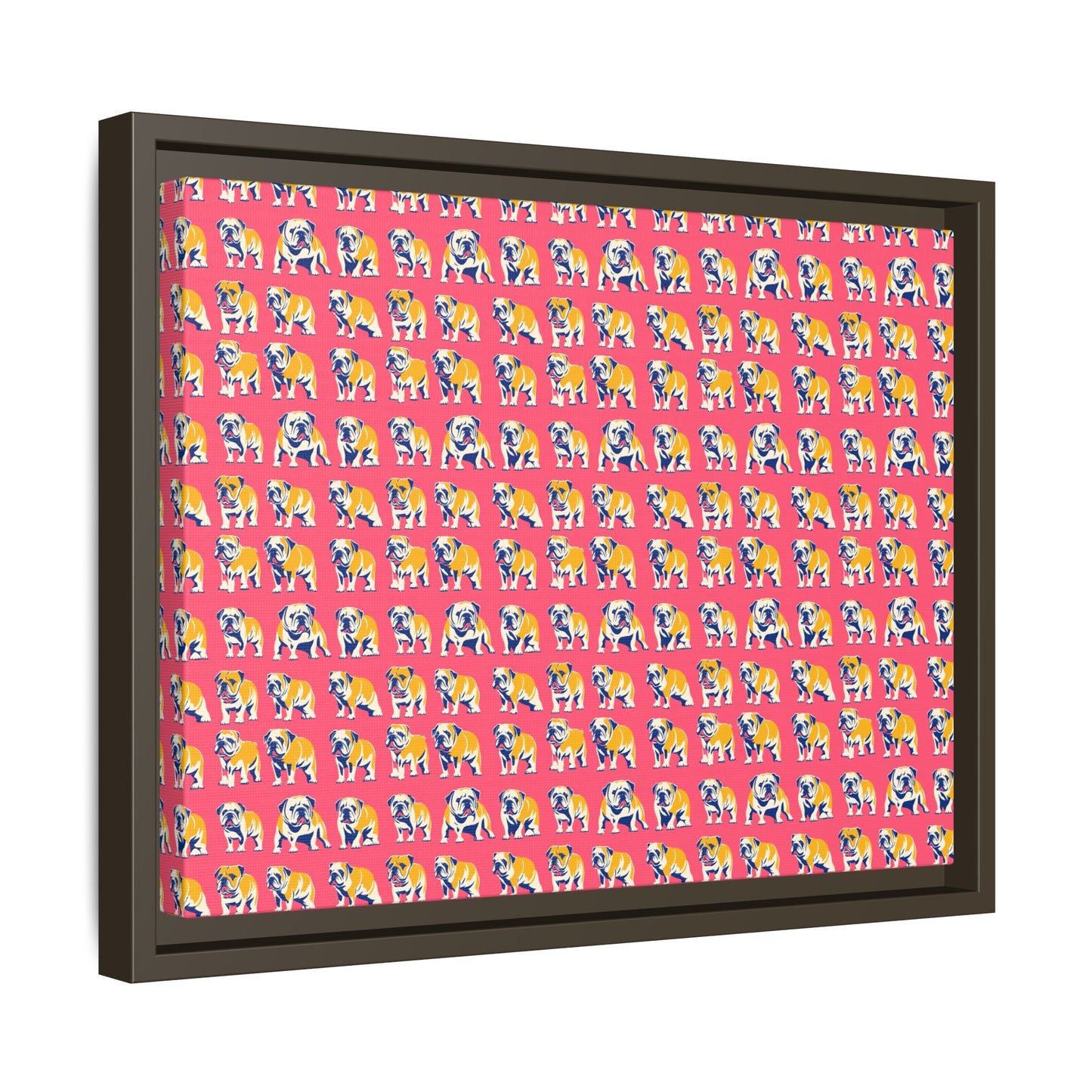 Bubblegum Glamour Bulldog Bouquet Matte Canvas, Framed