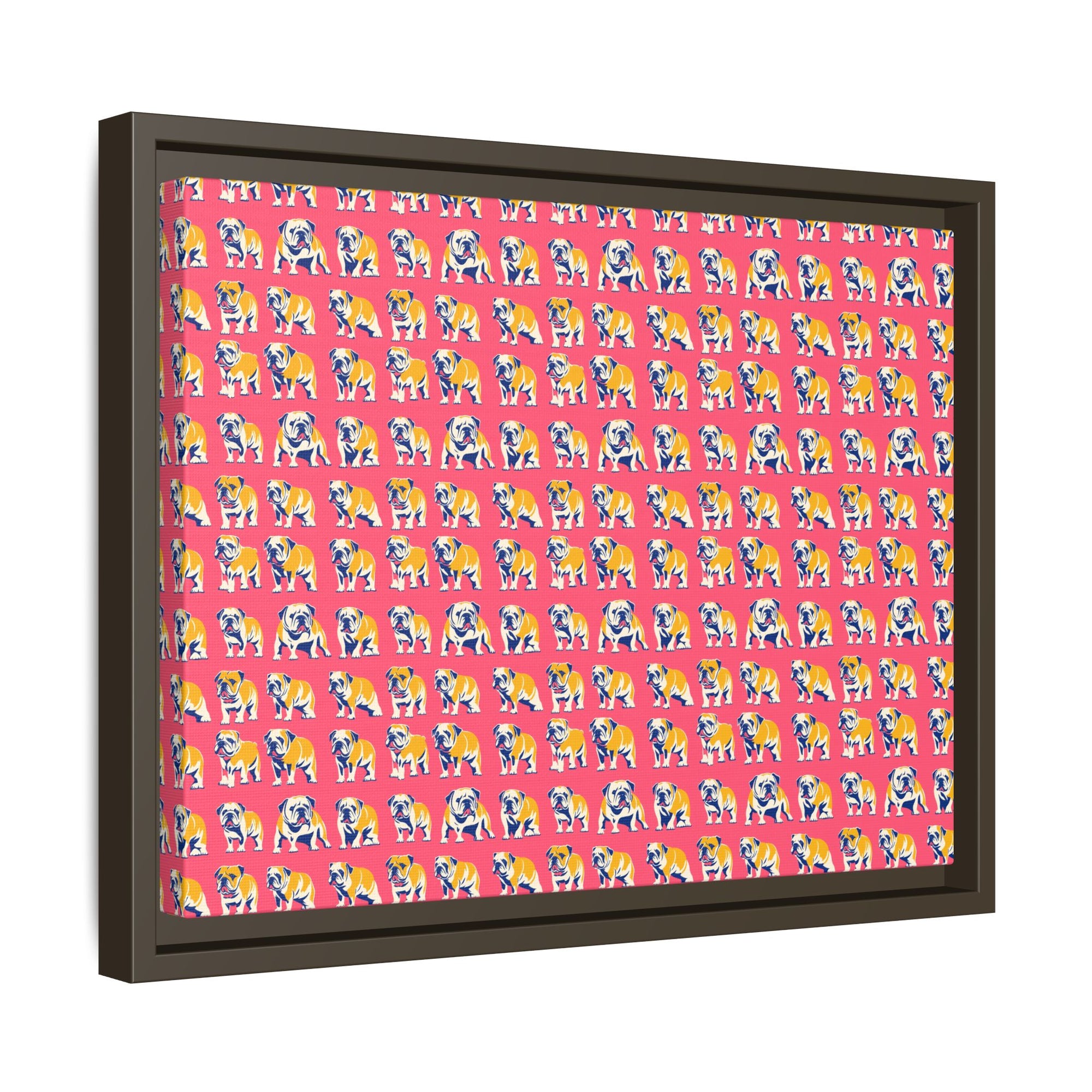 Bubblegum Glamour Bulldog Bouquet Matte Canvas, Framed