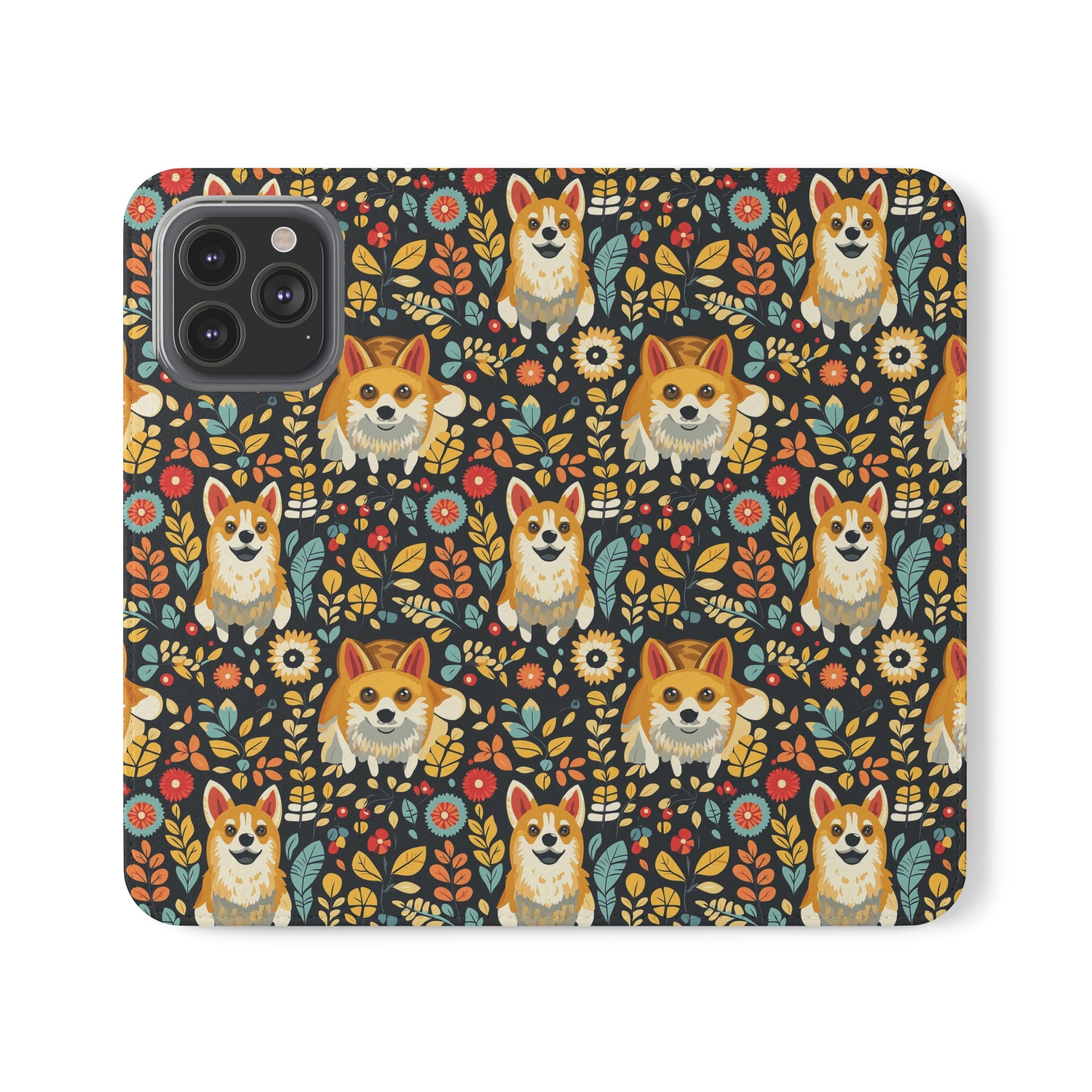 Corgi Rainbow Vine Dream Flip Cases