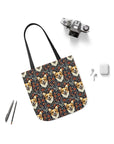 Floofy Corgi Blossom Blast Canvas Tote Bag