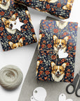 Floofy Corgi Blossom Blast Gift Wrap Papers