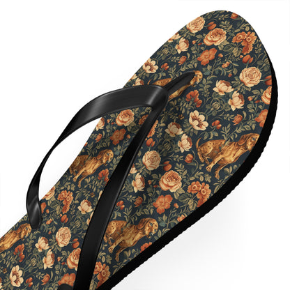 Dazzling Dachsund Blossoms & Foliage Flip Flops