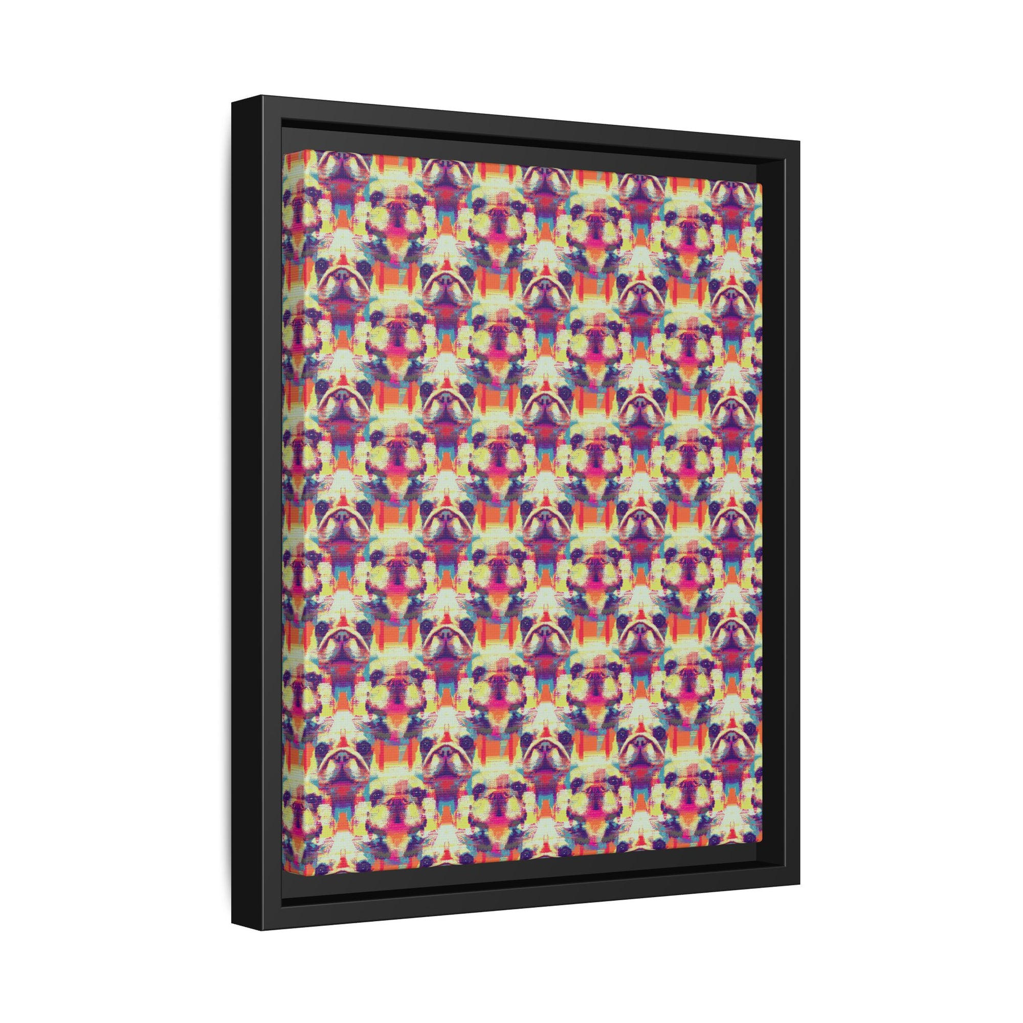 Glitchy Bulldog Blitz Matte Canvas, Framed