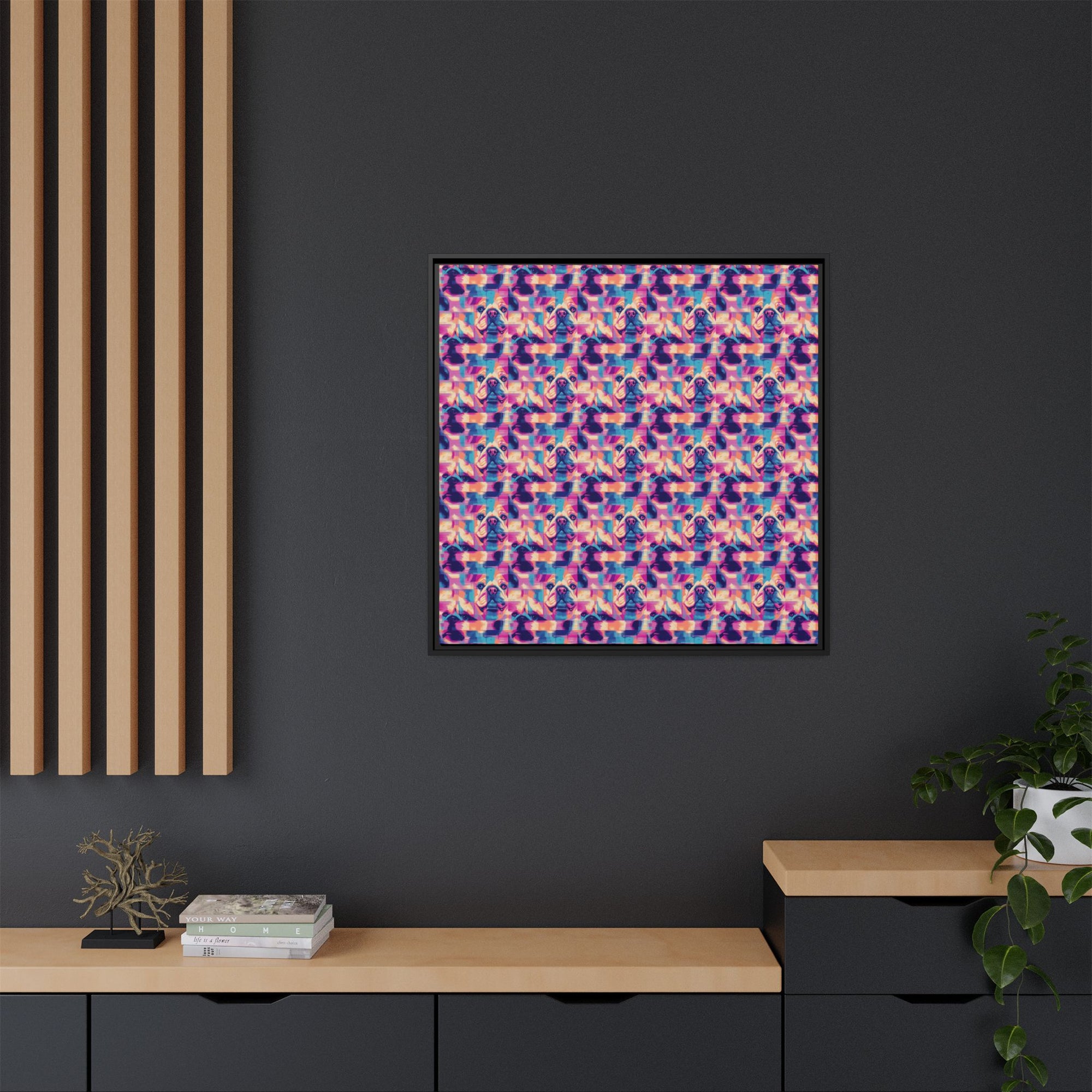 Dazzling Bulldog Chic Matte Canvas, Framed