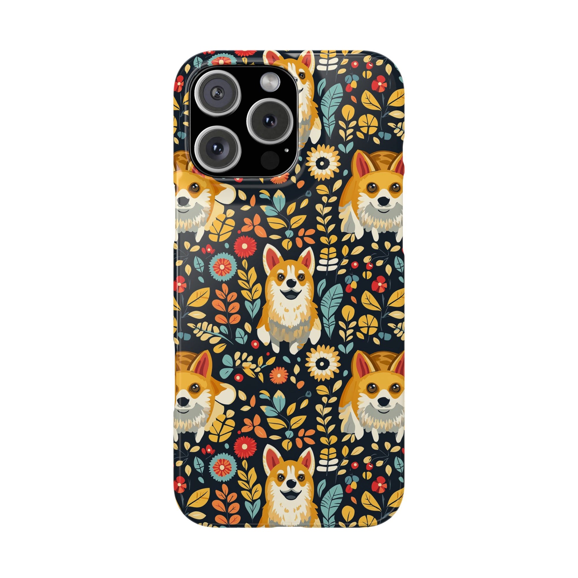 Corgi Rainbow Vine Dream Slim Phone Cases