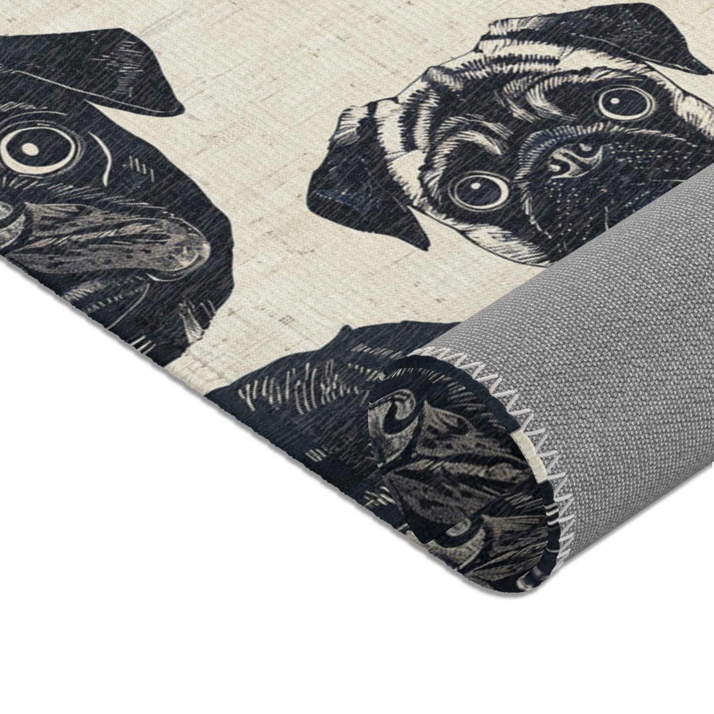 Pug Pizzazz - Modern Geometric Pug Pattern Area Rug