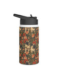 Blooming Pug Paradise Stainless Steel Water Bottle