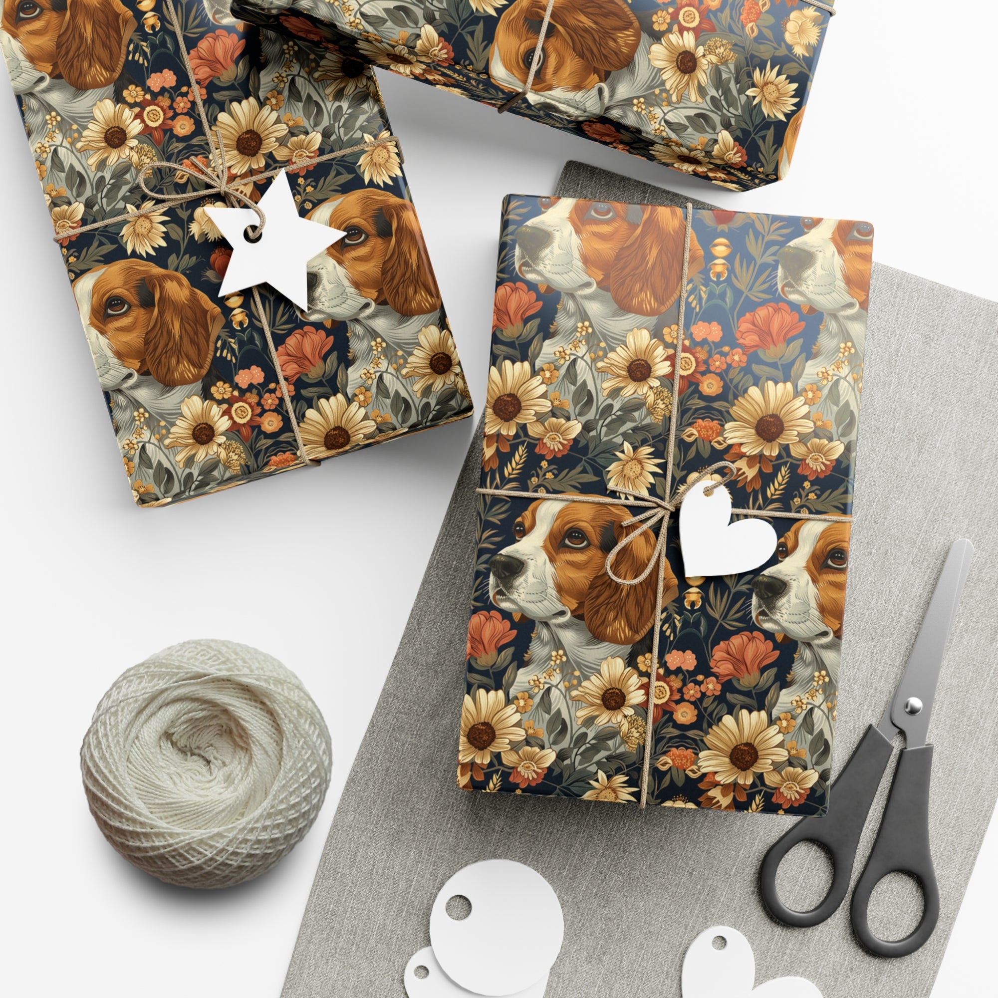 Beagle Blossoms Gift Wrap Papers