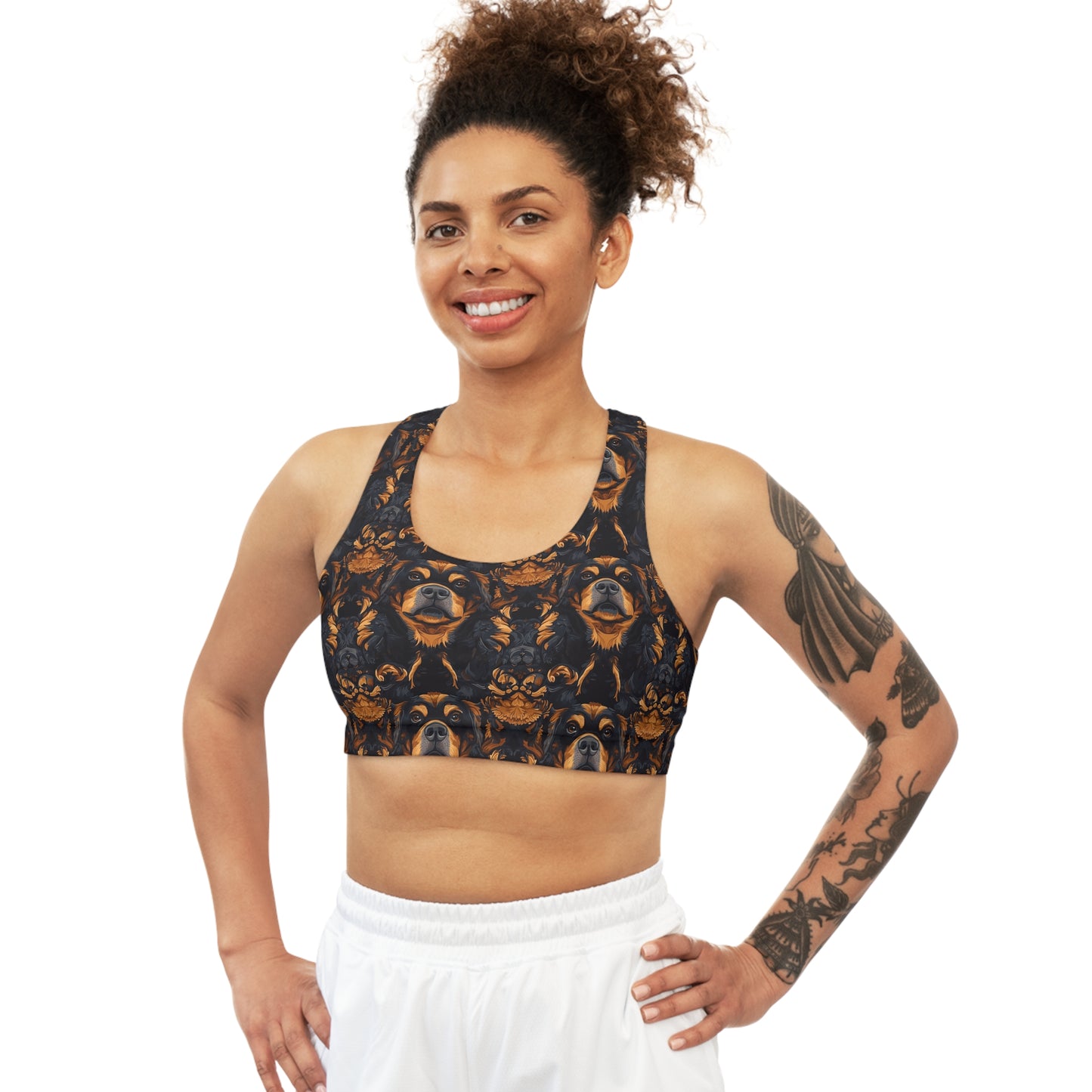 Modern Rottweiler Royalty Seamless Sports Bra