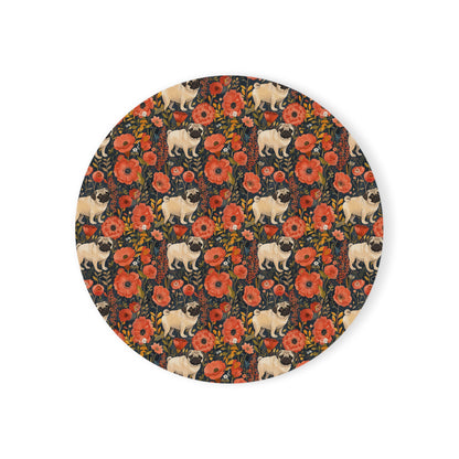 Pug Paradise Playpen Cork Back Coaster