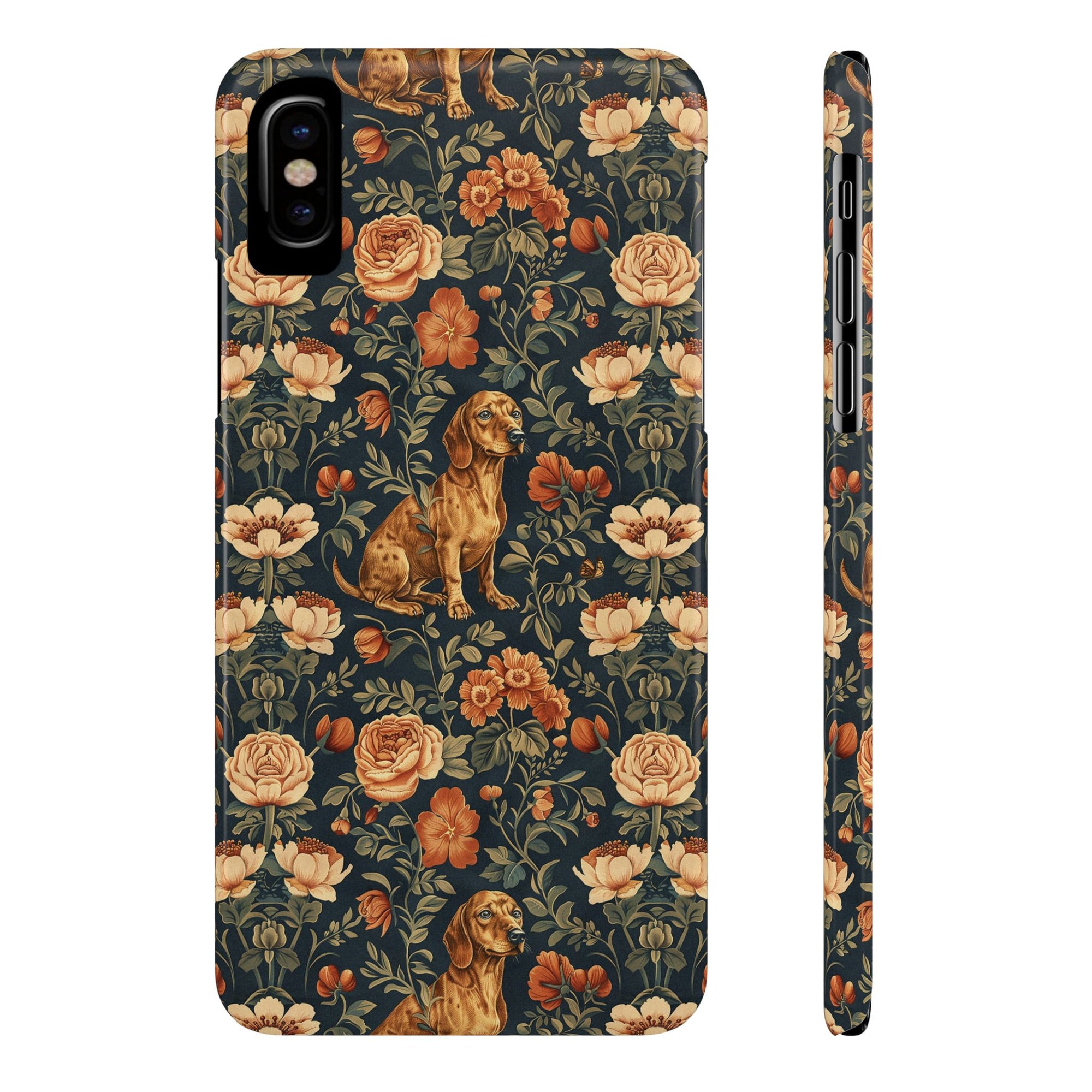 Dazzling Dachsund Blossoms &amp; Foliage Slim Phone Cases