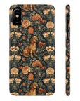 Dazzling Dachsund Blossoms & Foliage Slim Phone Cases