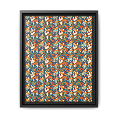 Corgi Carnival Couture Matte Canvas, Framed