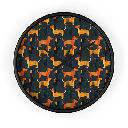 Dapper Dachshund Noir Glow Wall Clock