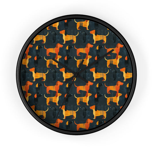 Dapper Dachshund Noir Glow Wall Clock