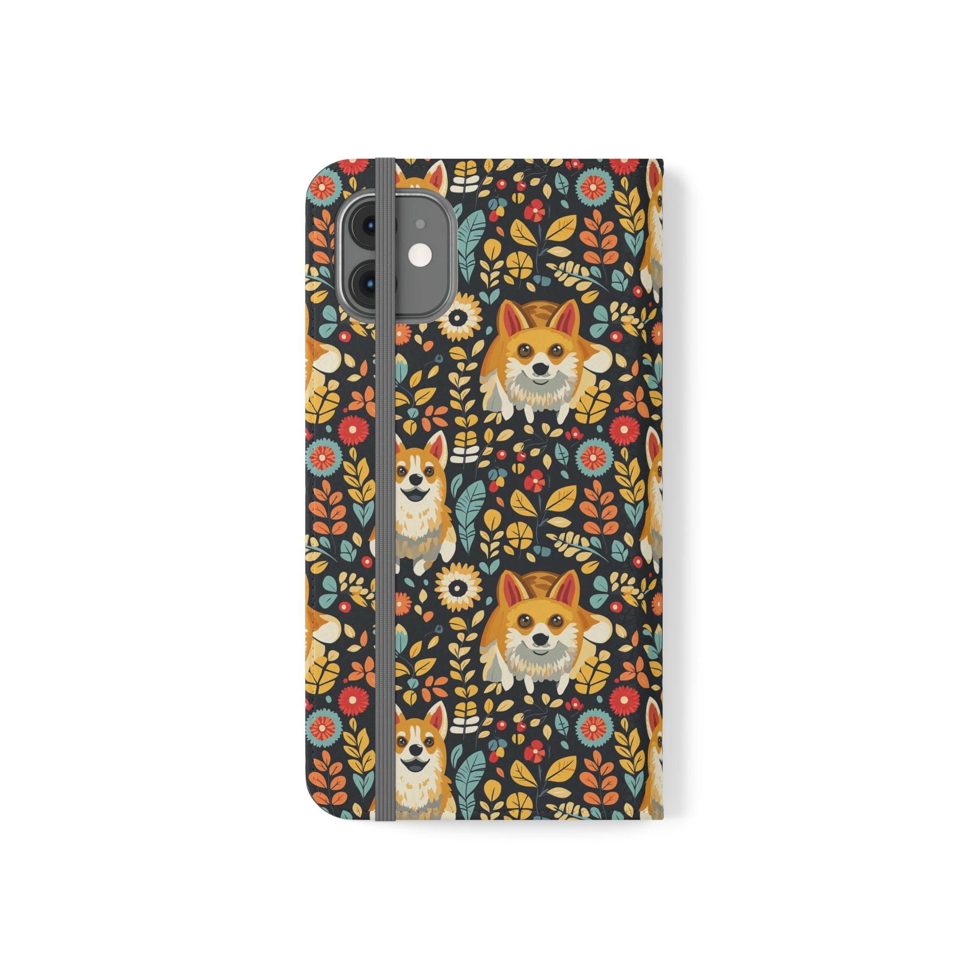 Corgi Rainbow Vine Dream Flip Cases