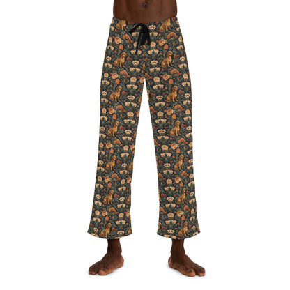 Dazzling Dachsund Blossoms & Foliage Men's Pajama Pants