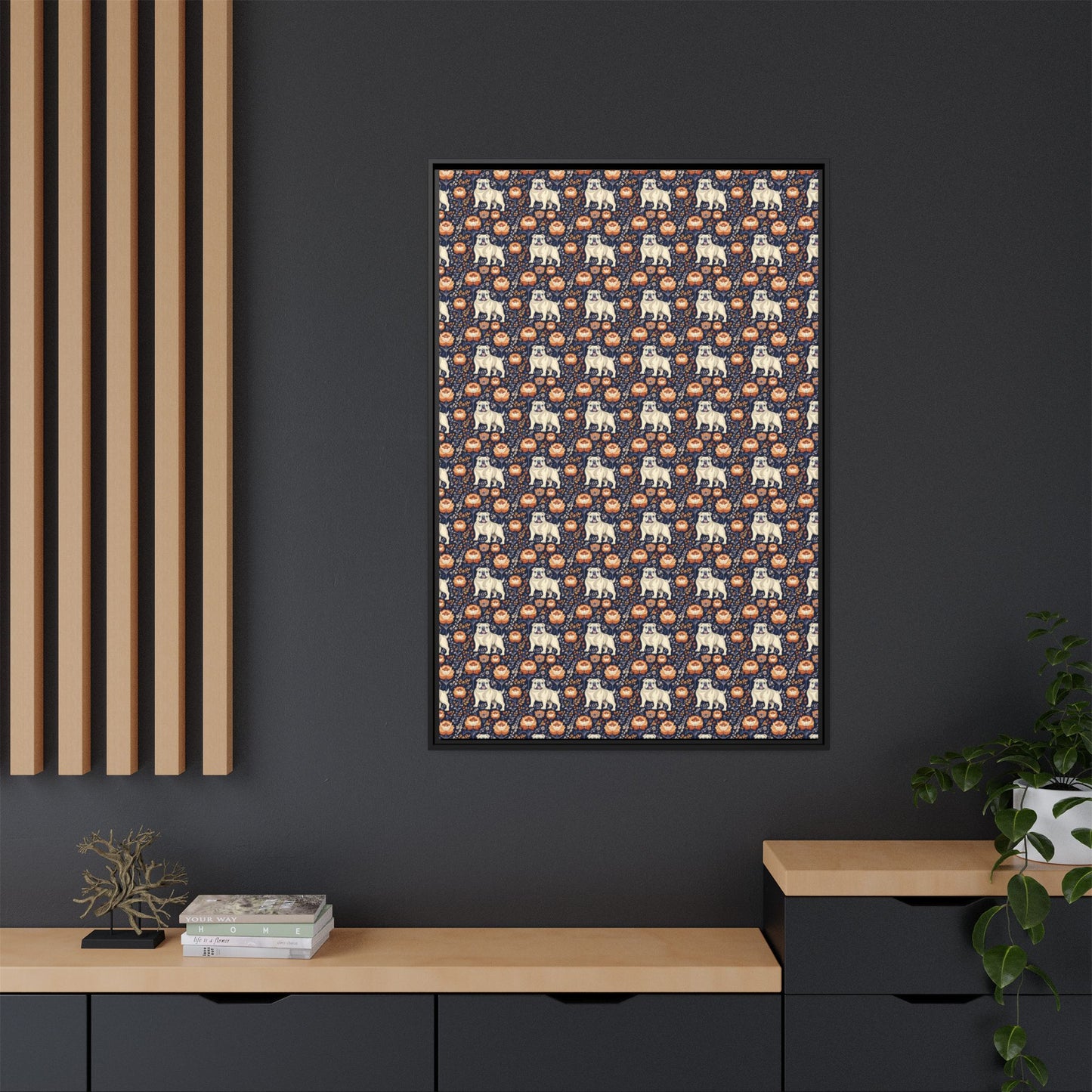 Bulldog Blossom Bonanza Matte Canvas, Framed