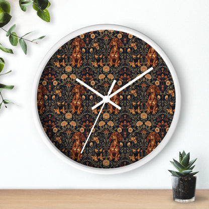 Dapper Dachshund Embroidery Elegance Wall Clock