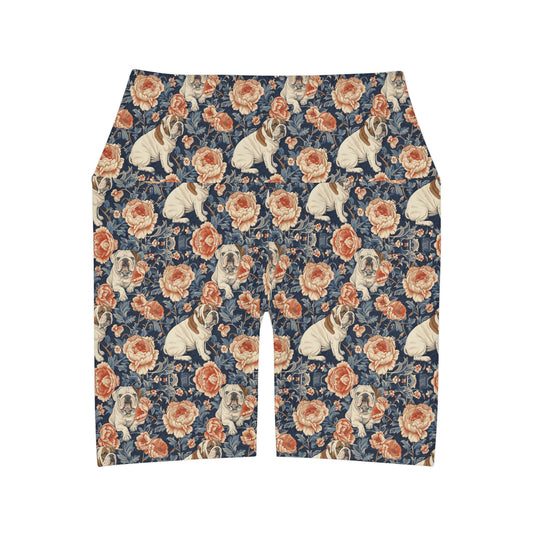 Blooming Bulldog Beauty High Waisted Yoga Shorts